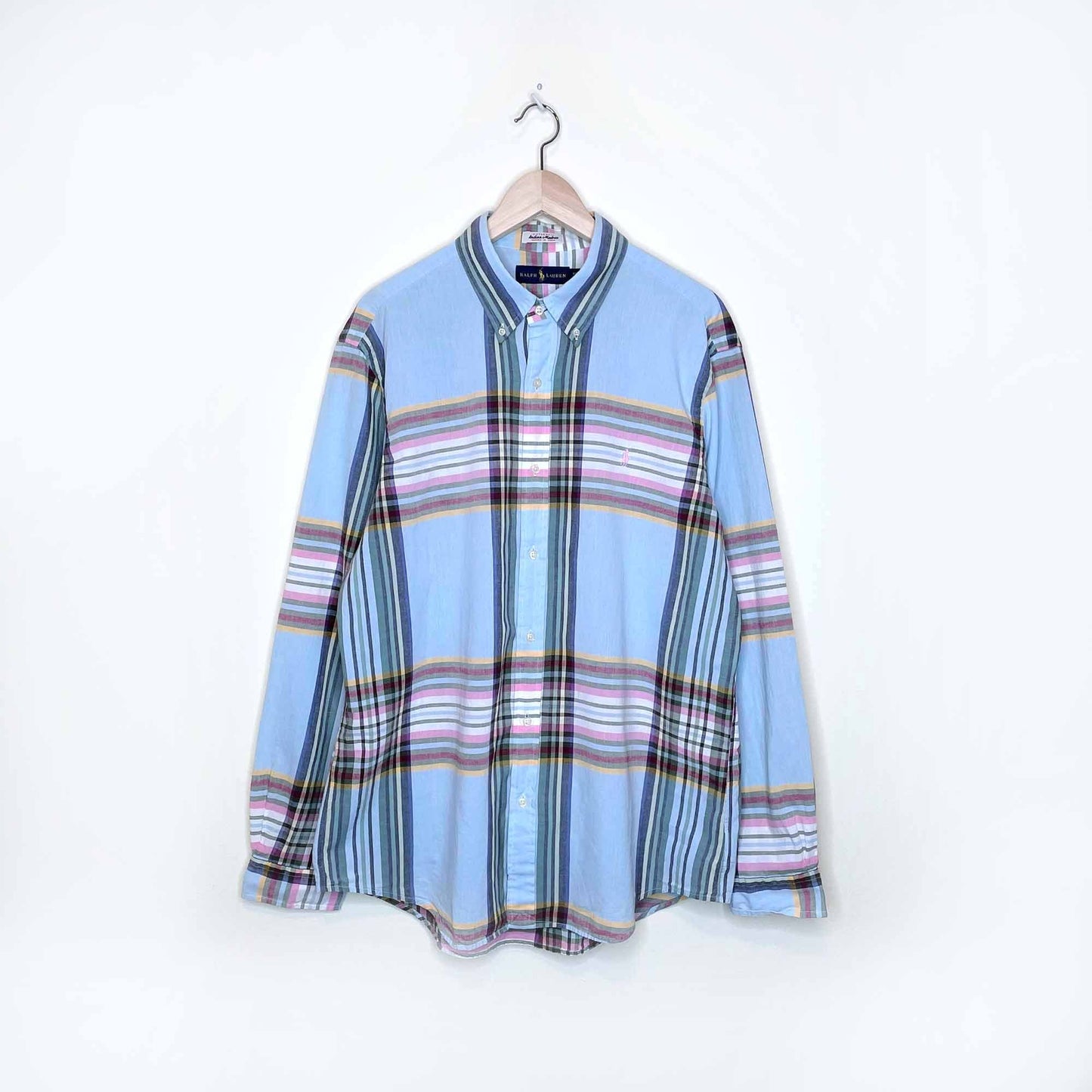 vintage polo ralph lauren madras button down - size xl