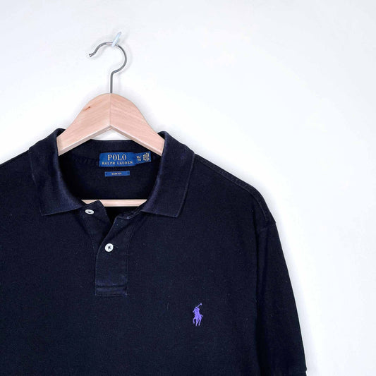 polo ralph lauren slim fit black polo purple pony - size xl