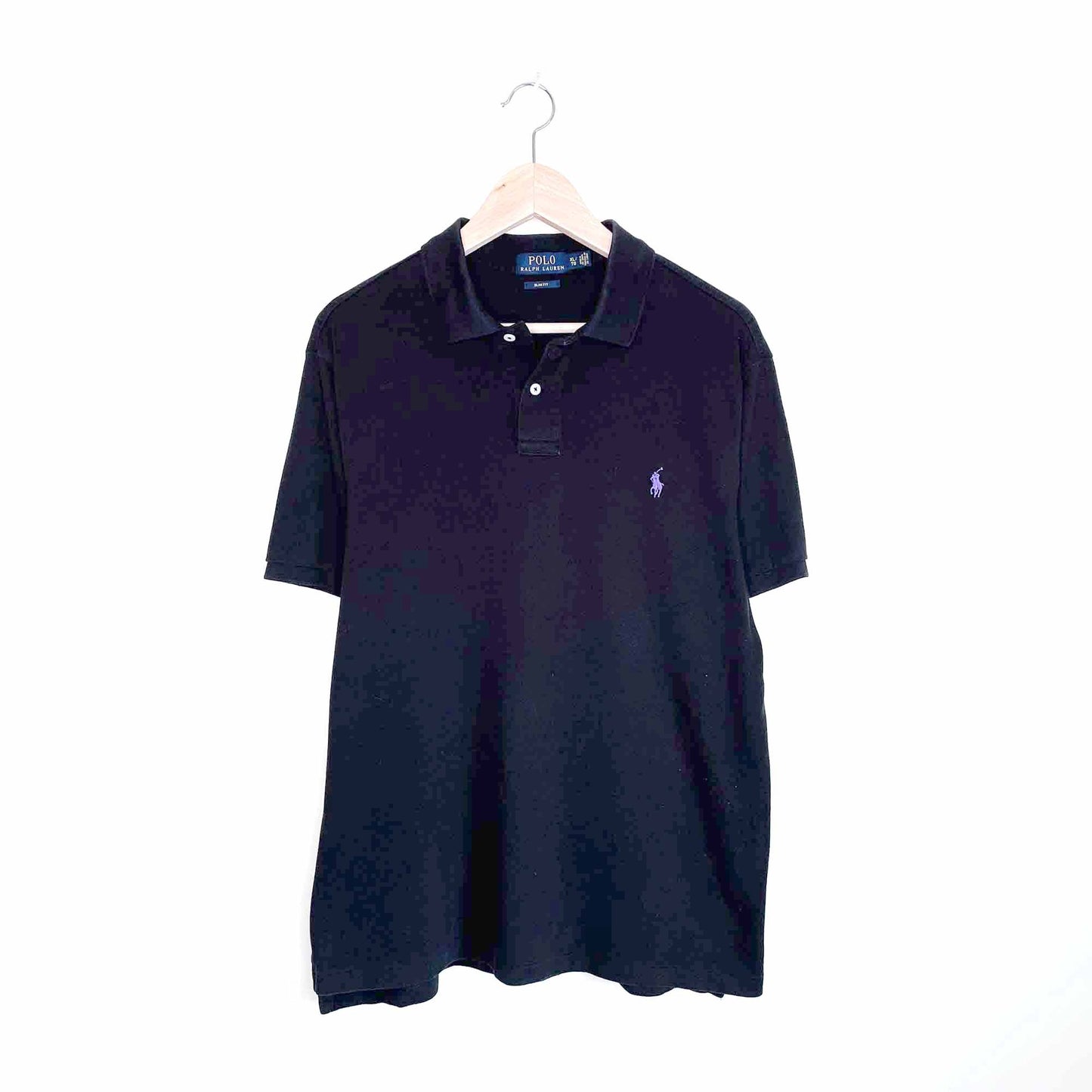 polo ralph lauren slim fit black polo purple pony - size xl