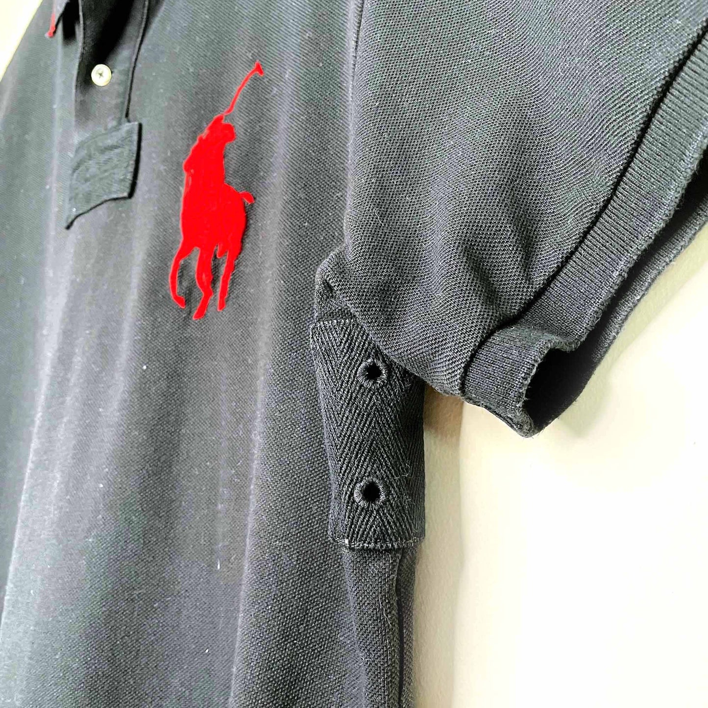 polo ralph lauren custom fit red 8 black polo shirt - size large