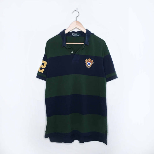 Polo Ralph Lauren crest rugby green stripe shirt - size Large