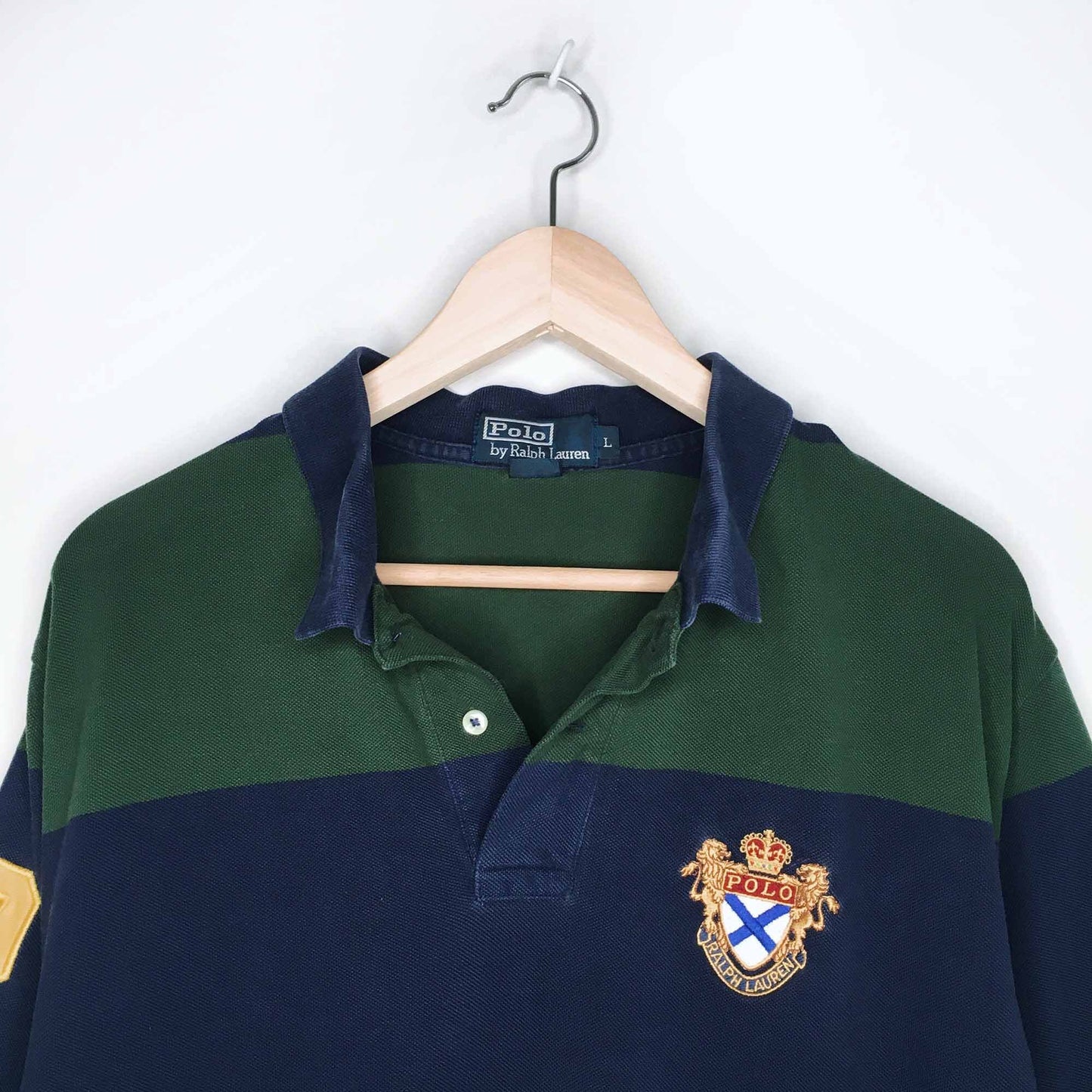 Polo Ralph Lauren crest rugby green stripe shirt - size Large