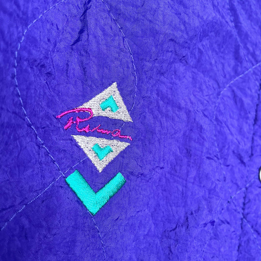 vintage 80s puma purple quilted sweatshirt jacket - size medium