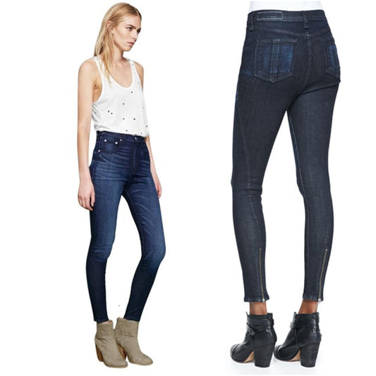 rag & bone justine anfield high rise zip cuff skinny jeans - size 27