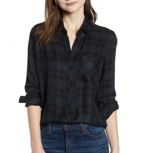 rails hunter plaid button down in charcoal shadow - size small