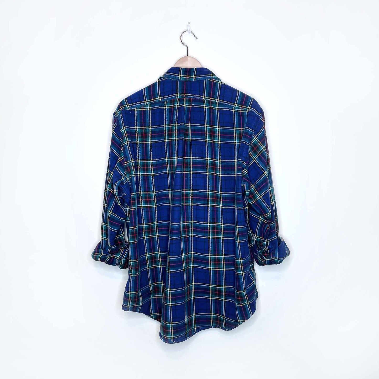 vintage polo ralph lauren blue flannel button down shirt - size large