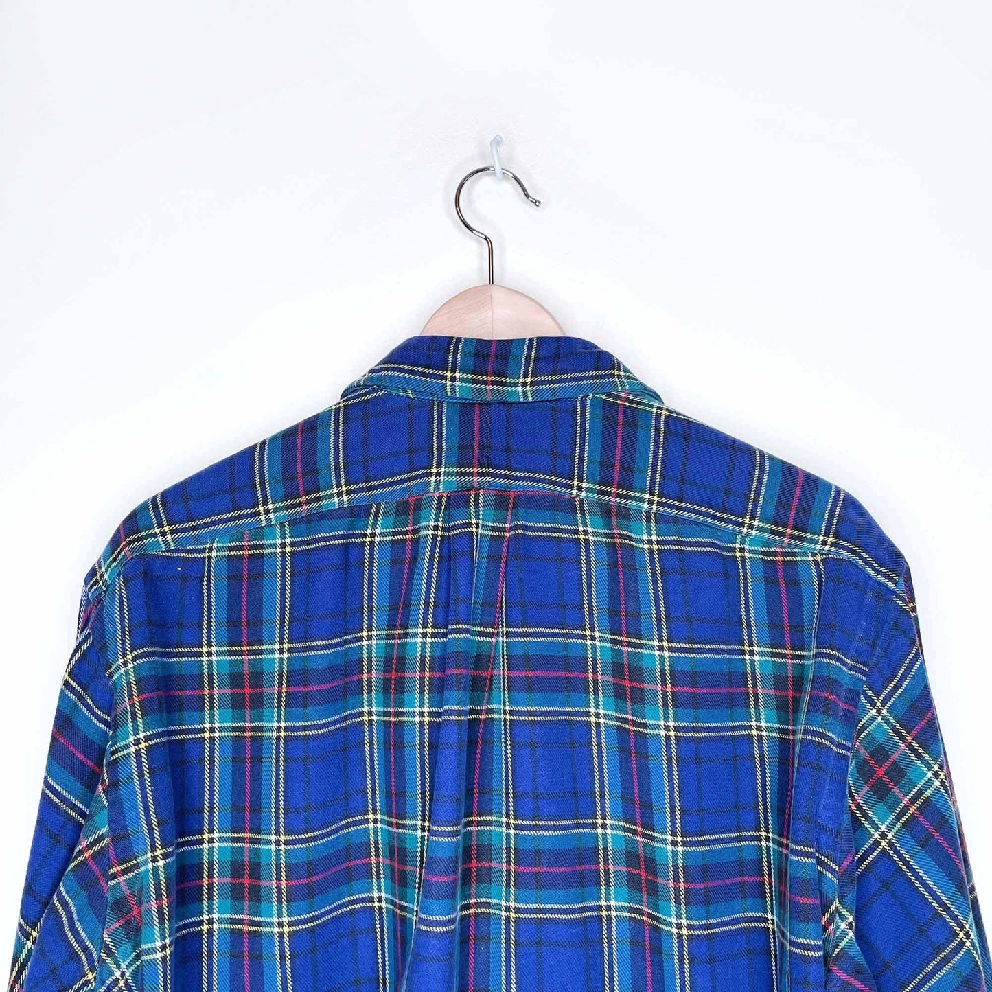 vintage polo ralph lauren blue flannel button down shirt - size large