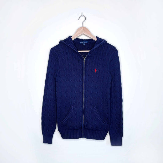 Ralph Lauren cable knit zip up hoodie - size Medium