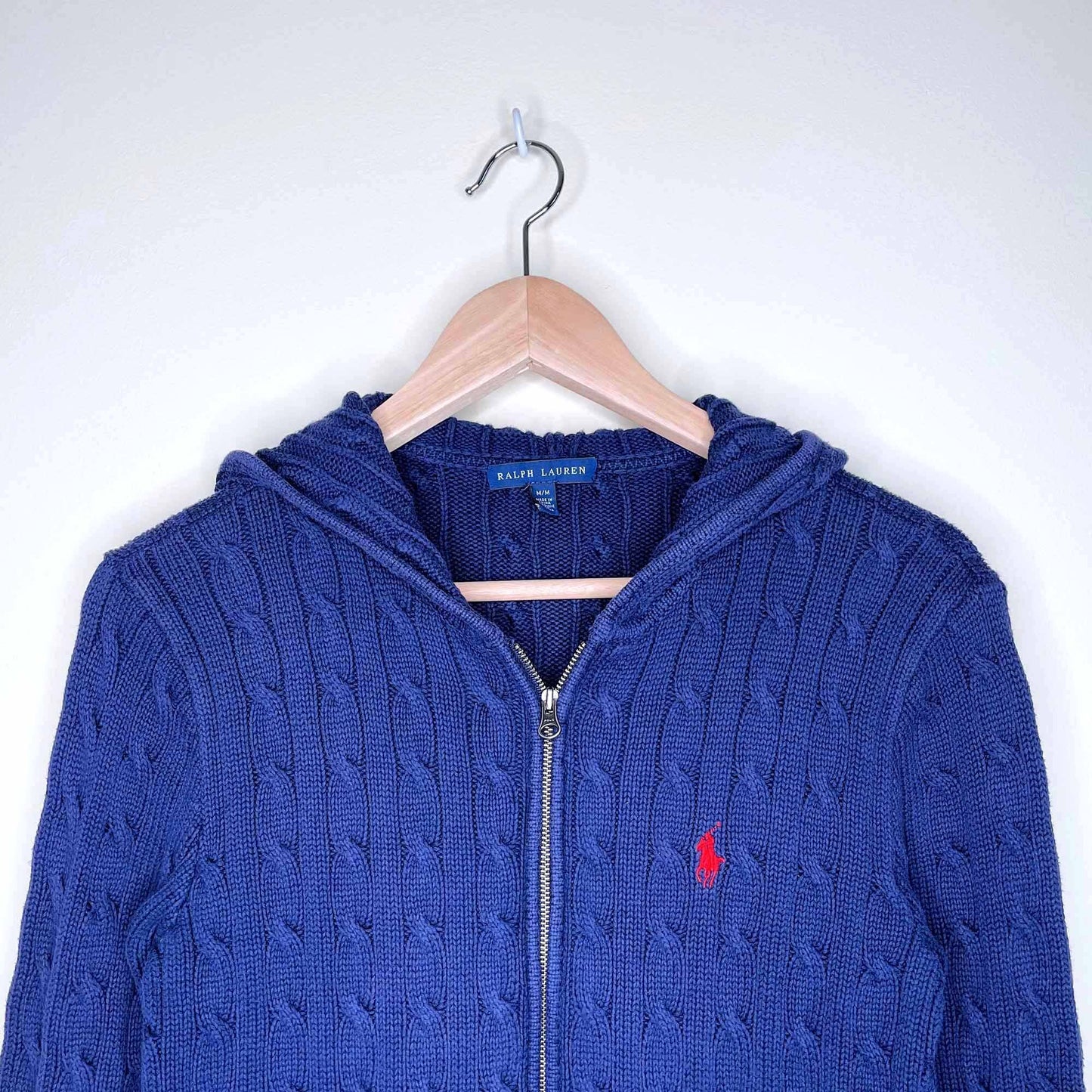 Ralph Lauren cable knit zip up hoodie - size Medium