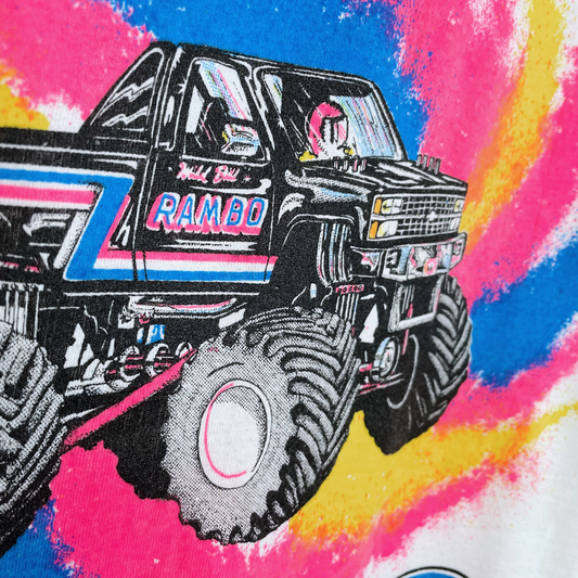 vintage 90s signed rambo monster truck tee - size small