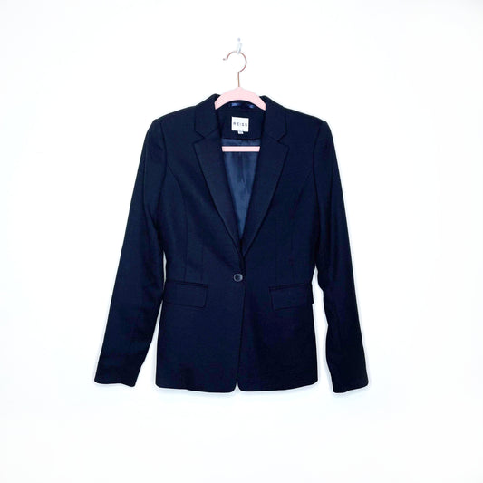 reiss navy blue wool single button blazer - size 4