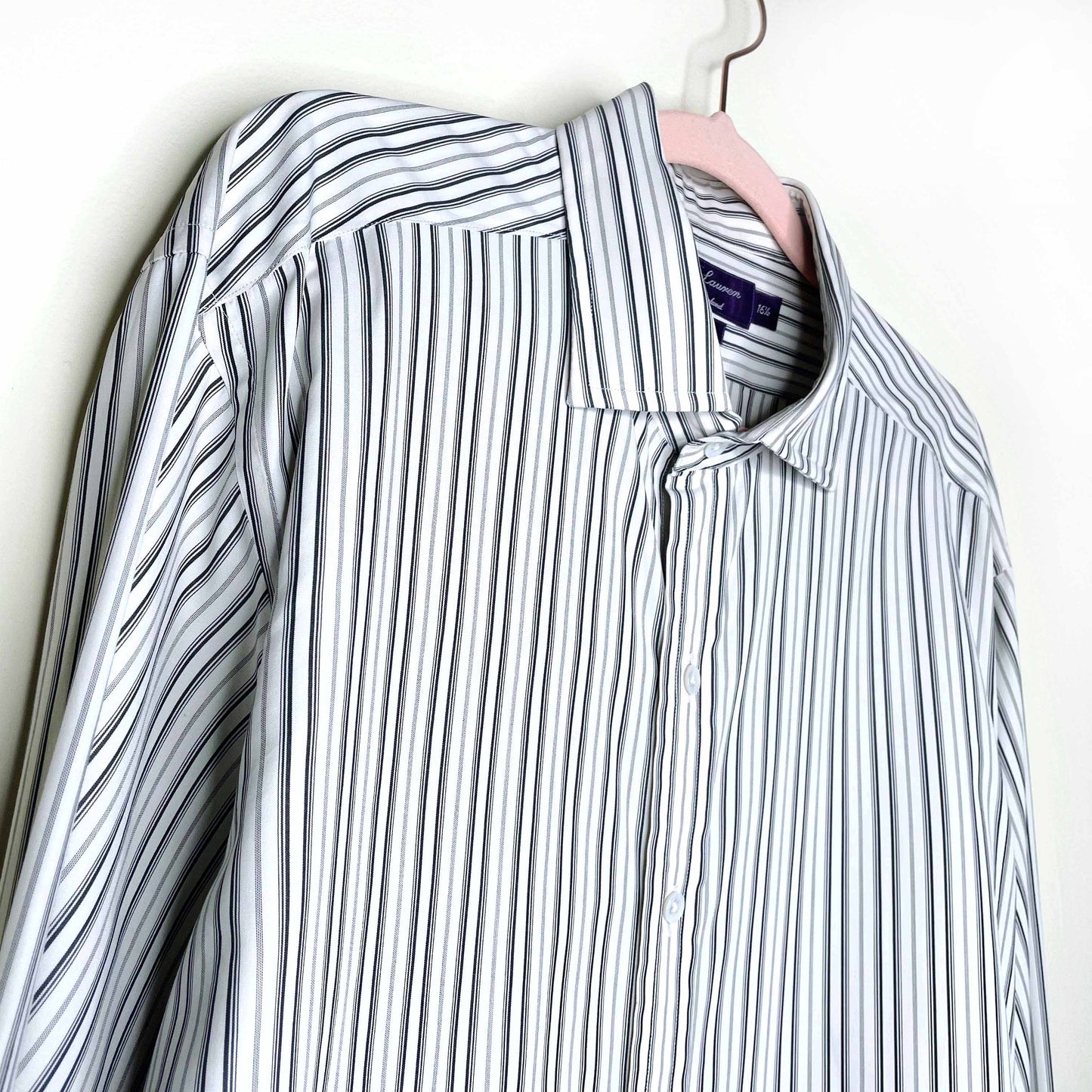 men's ralph lauren purple label striped shirt with french cuff - size 16.5