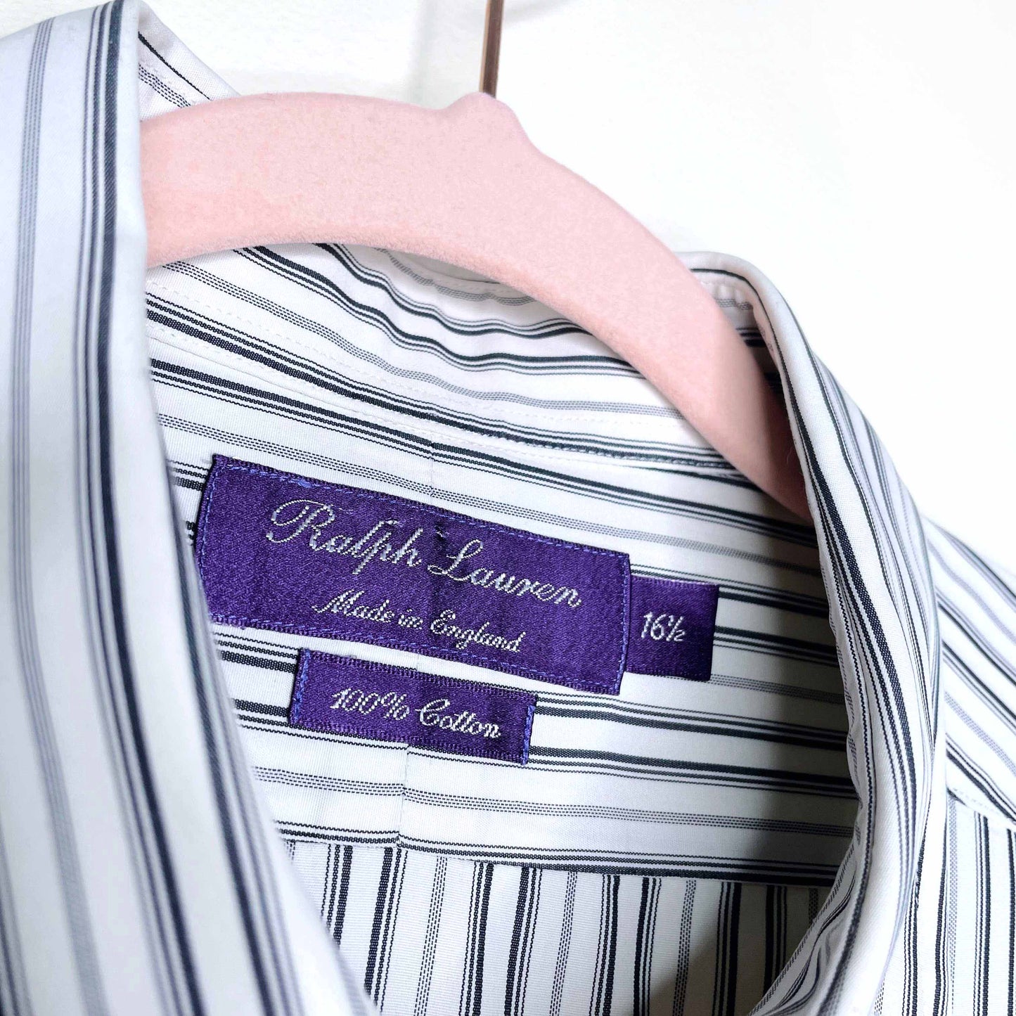 men's ralph lauren purple label striped shirt with french cuff - size 16.5