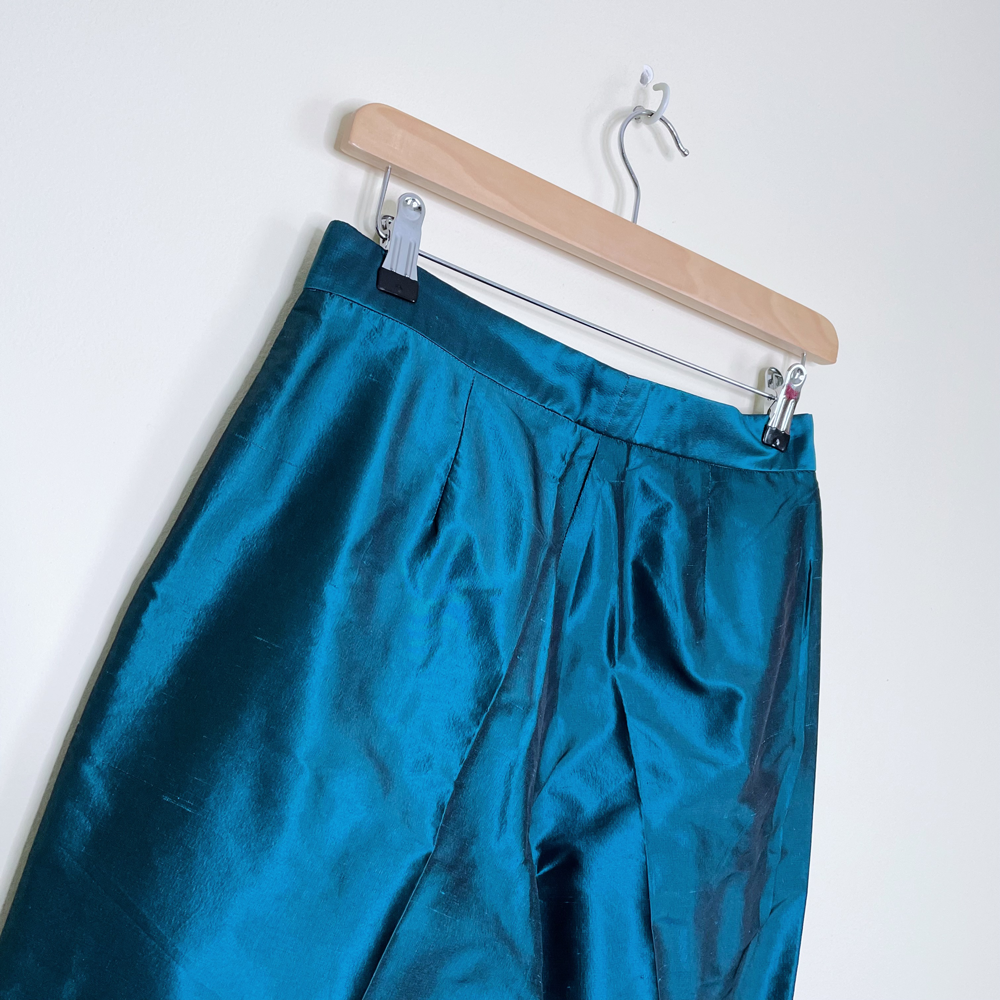 ralph lauren purple label teal shimmer silk trouser - size 6