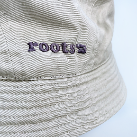 vintage roots 90s y2k beige logo bucket hat