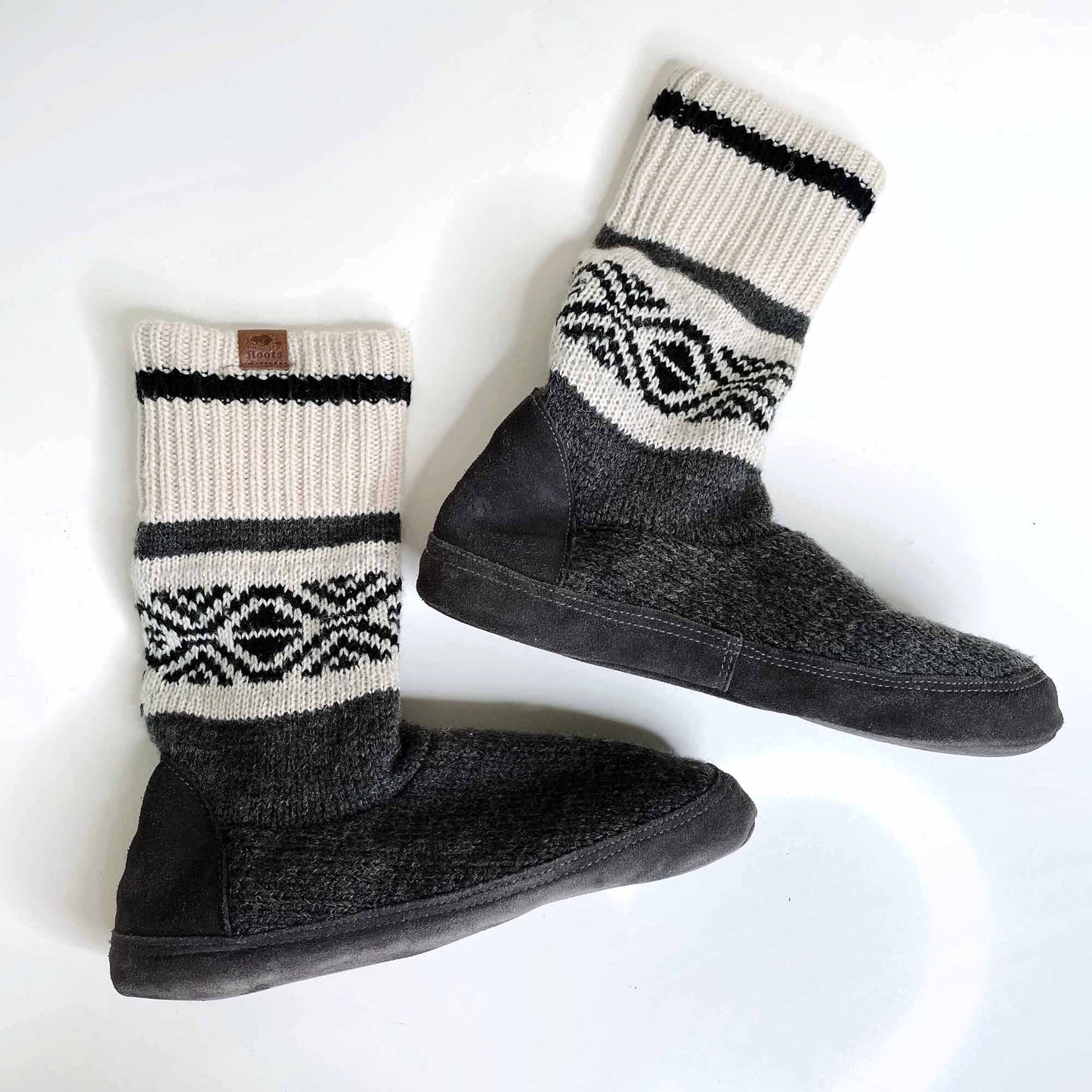 roots cabin wool-blend sock slippers - size small