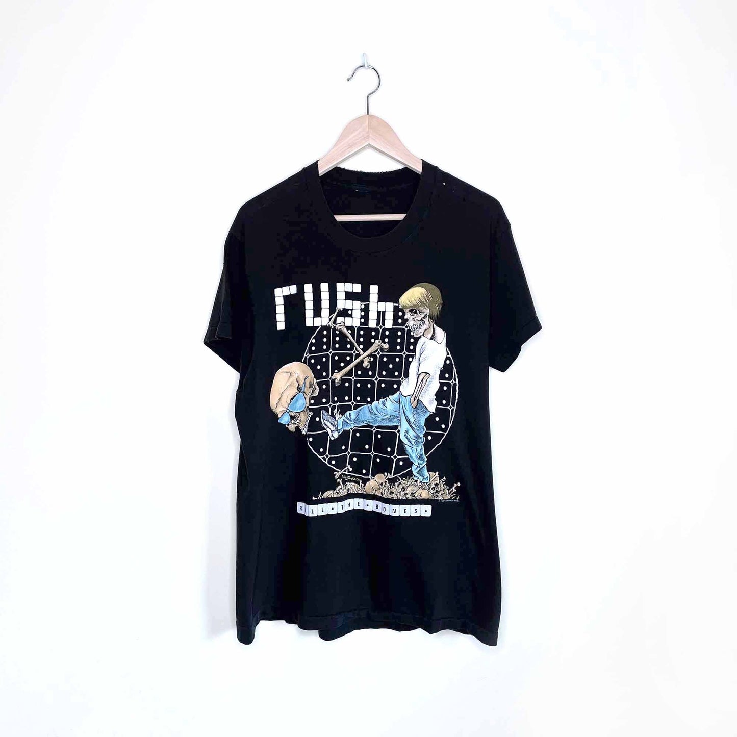 rush roll the bones 2009 pushead domino boy band tour tee - size medium