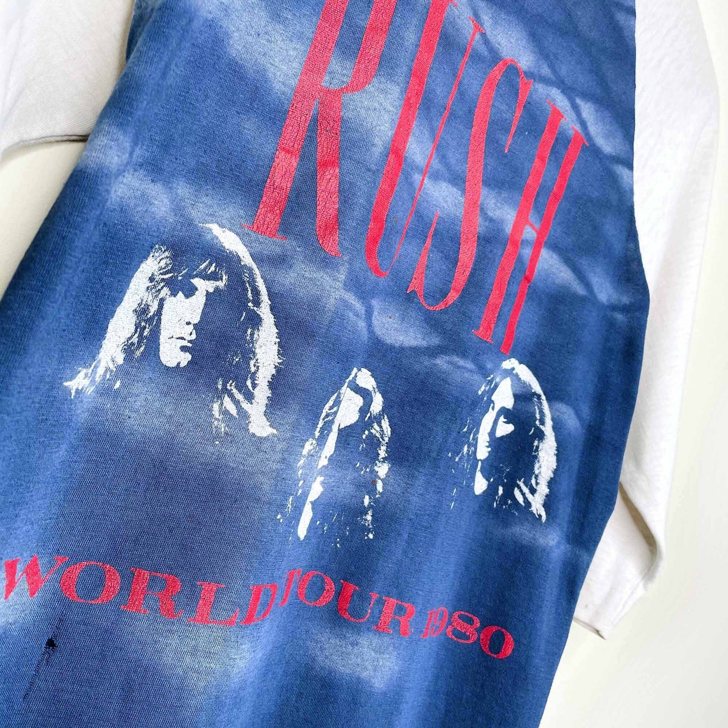 RARE vintage 1980 rush world tour baseball 3/4 sleeve tee - size xs