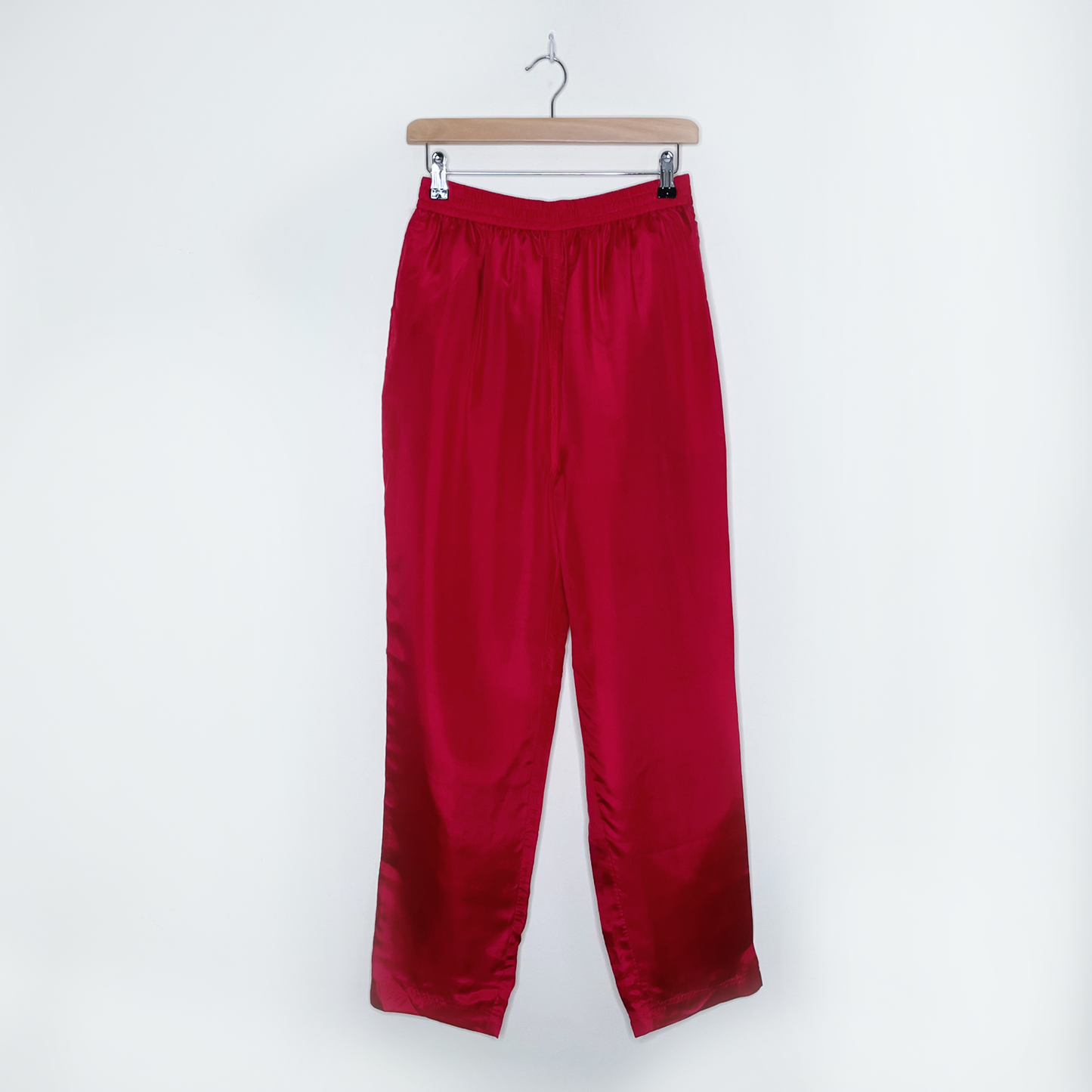 nwt vintage deadstock evr red silk top vest and track pant set - size medium