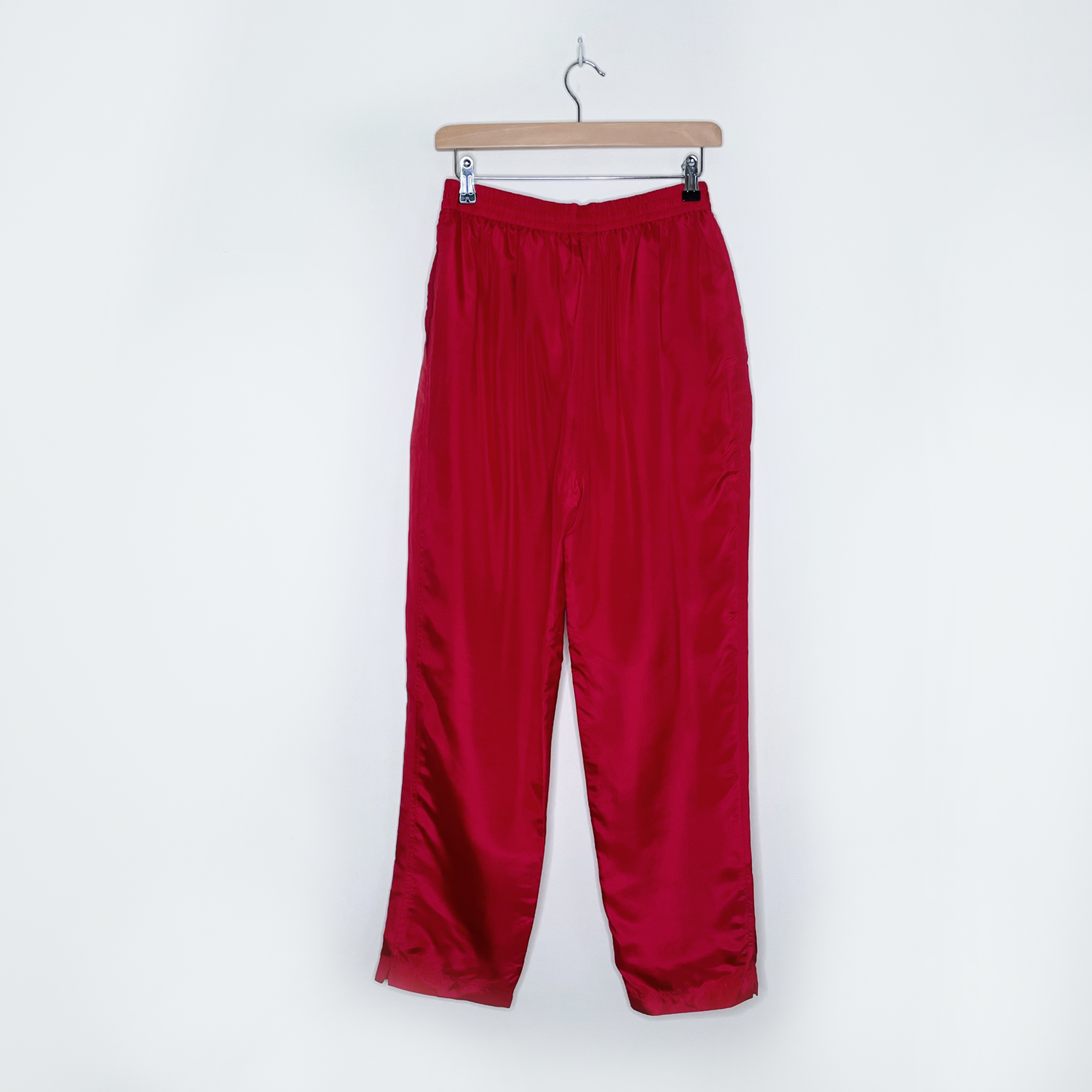 nwt vintage deadstock evr red silk top vest and track pant set - size medium