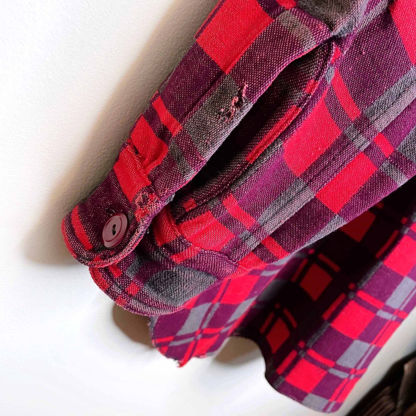 vintage 60's champion red buffalo plaid fleece shacket - size 16