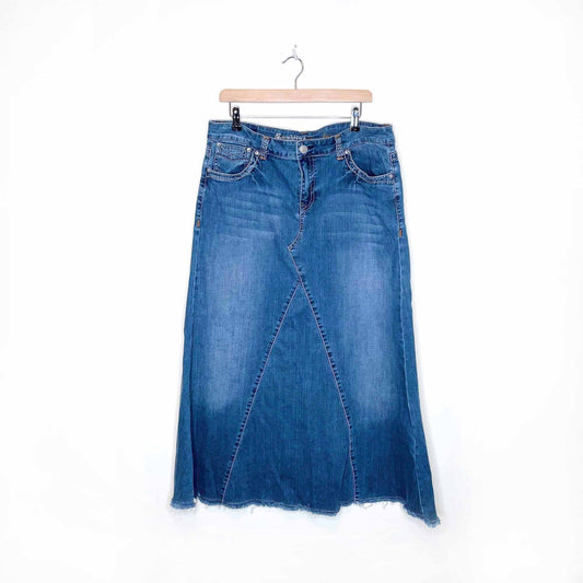 vintage goodtime y2k denim maxi skirt - size 3xl