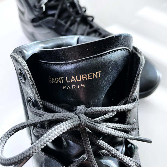 saint laurent SL01H black leather high top sneakers - size 42.5