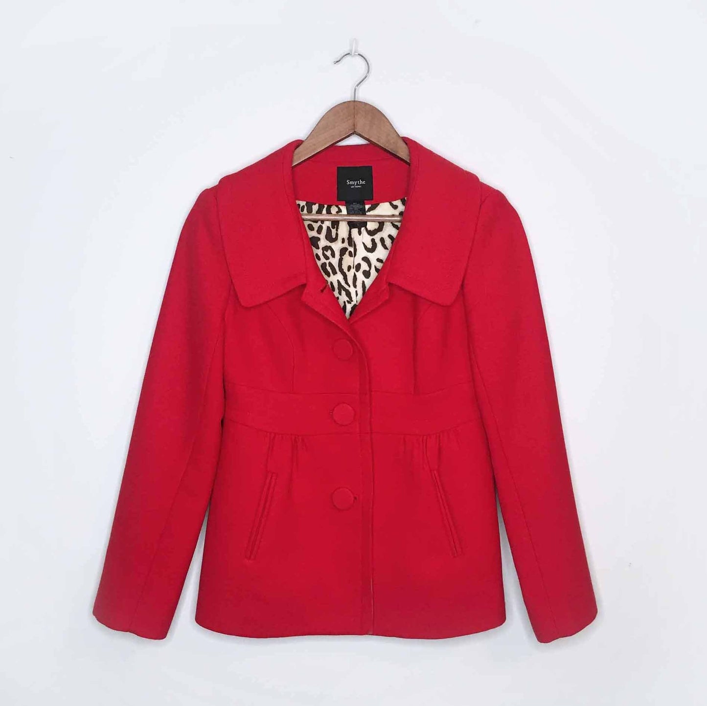 Smythe red wool pintucked short jacket - size 6