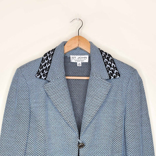 st john knit blazer with jacquard collar and cuffs - size 6