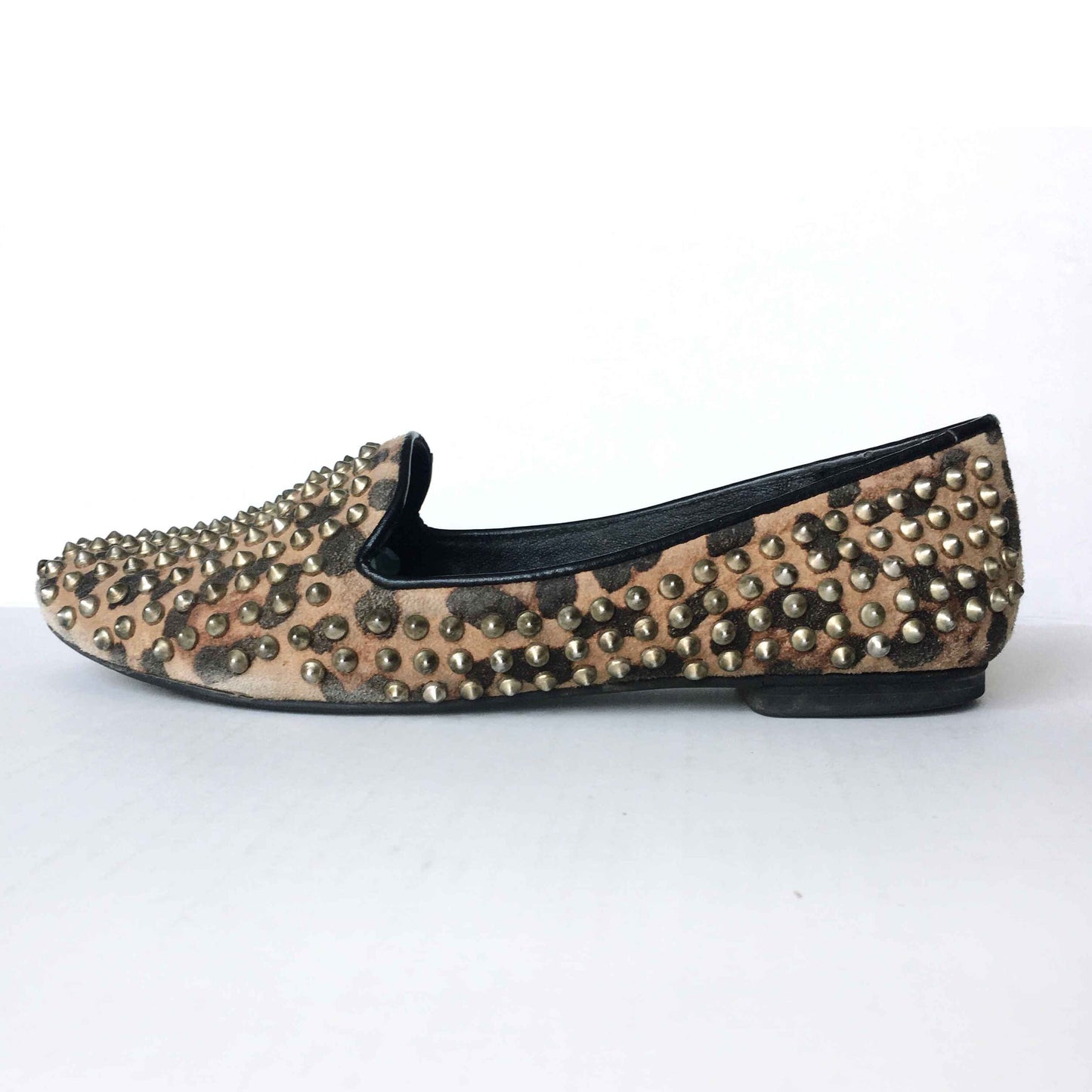 Steve Madden spiked leopard leather flats - size 10