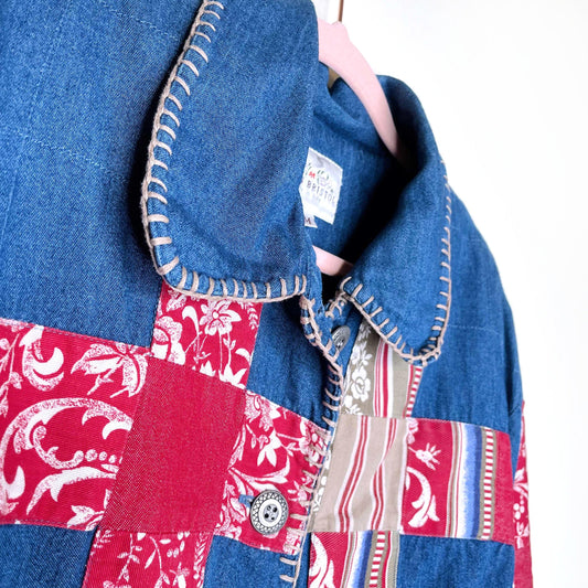 vintage susan bristol denim quilt jacket - size medium