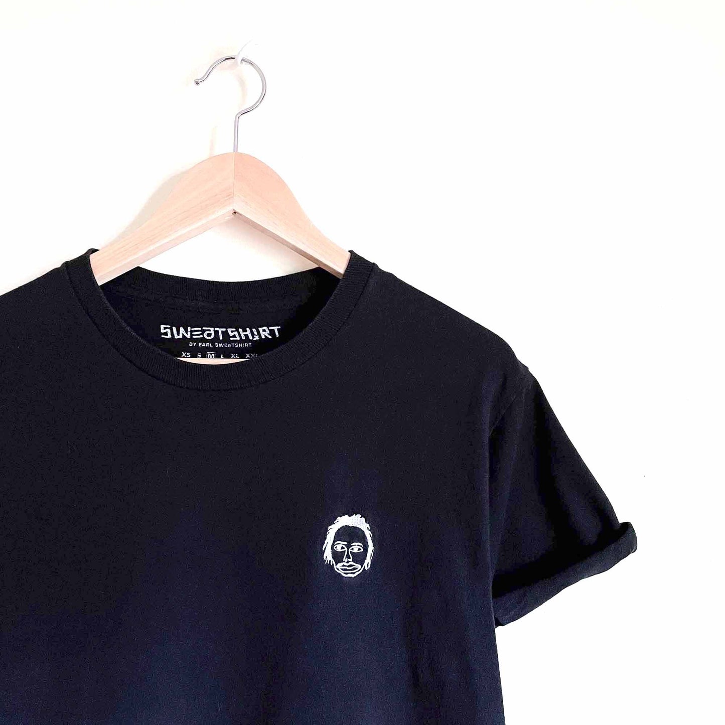 earl sweatshirt black odd future embroidered face tee - size medium