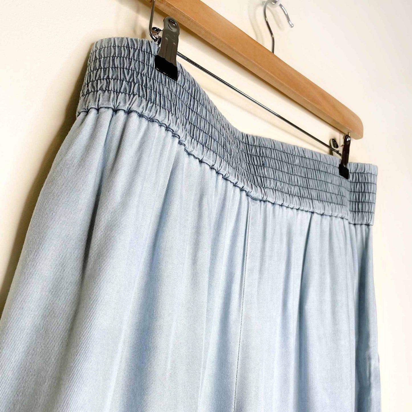 talula sullivan high waisted wide leg cropped chambray pants - size large