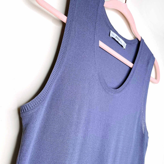 zara knit dusty blue sleeveless top - size large