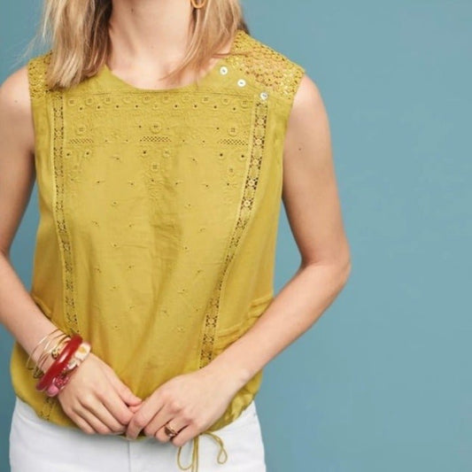 tiny anthropologie sleeveless eyelet top - size xs