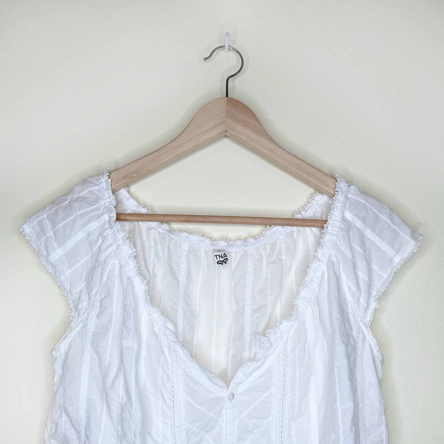 tna white summer button down cotton beach top - size large