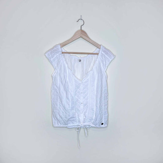 tna white summer button down cotton beach top - size large