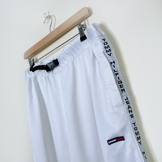 vintage 90s tommy jeans white mesh baggy track pants - size xl