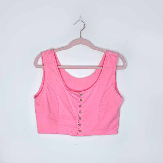 miro neon pink crop top tank - size medium