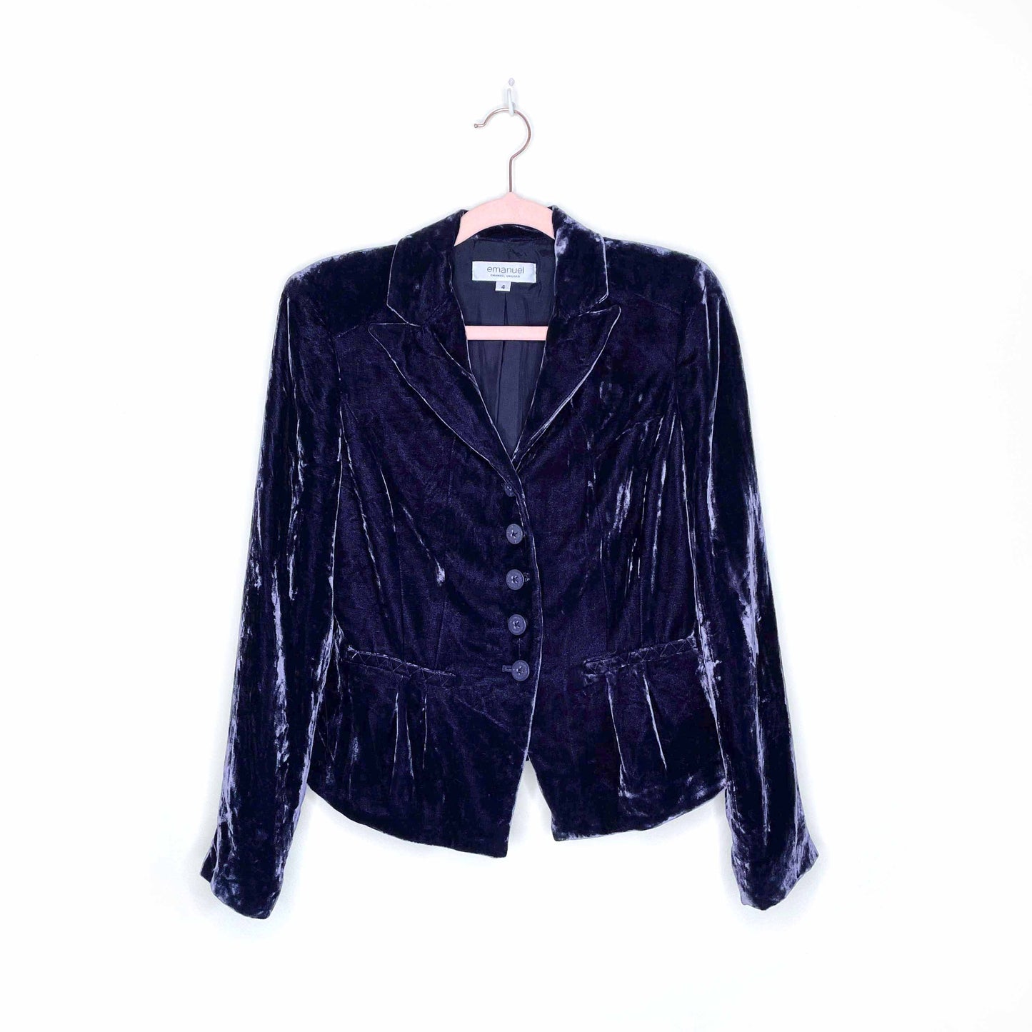 emanuel ungaro purple silk velvet fitted blazer - size 4