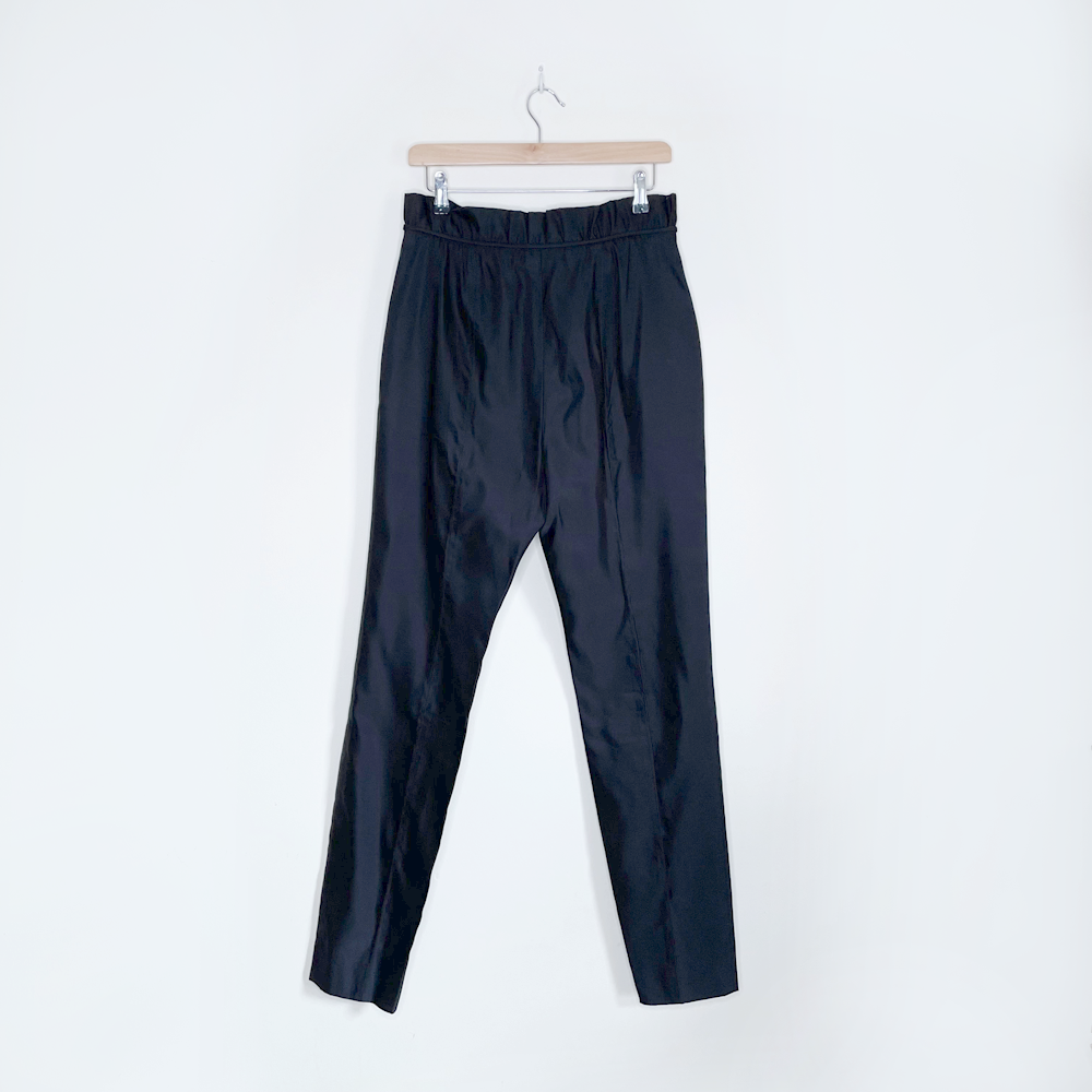 valentino silk high rise tapered trouser with ruffle tie waist - size 8