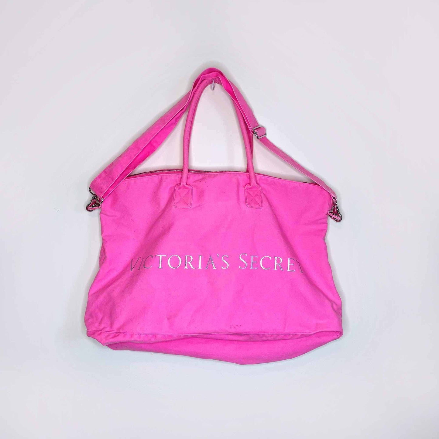 victoria's secret neon pink duffel gym bag