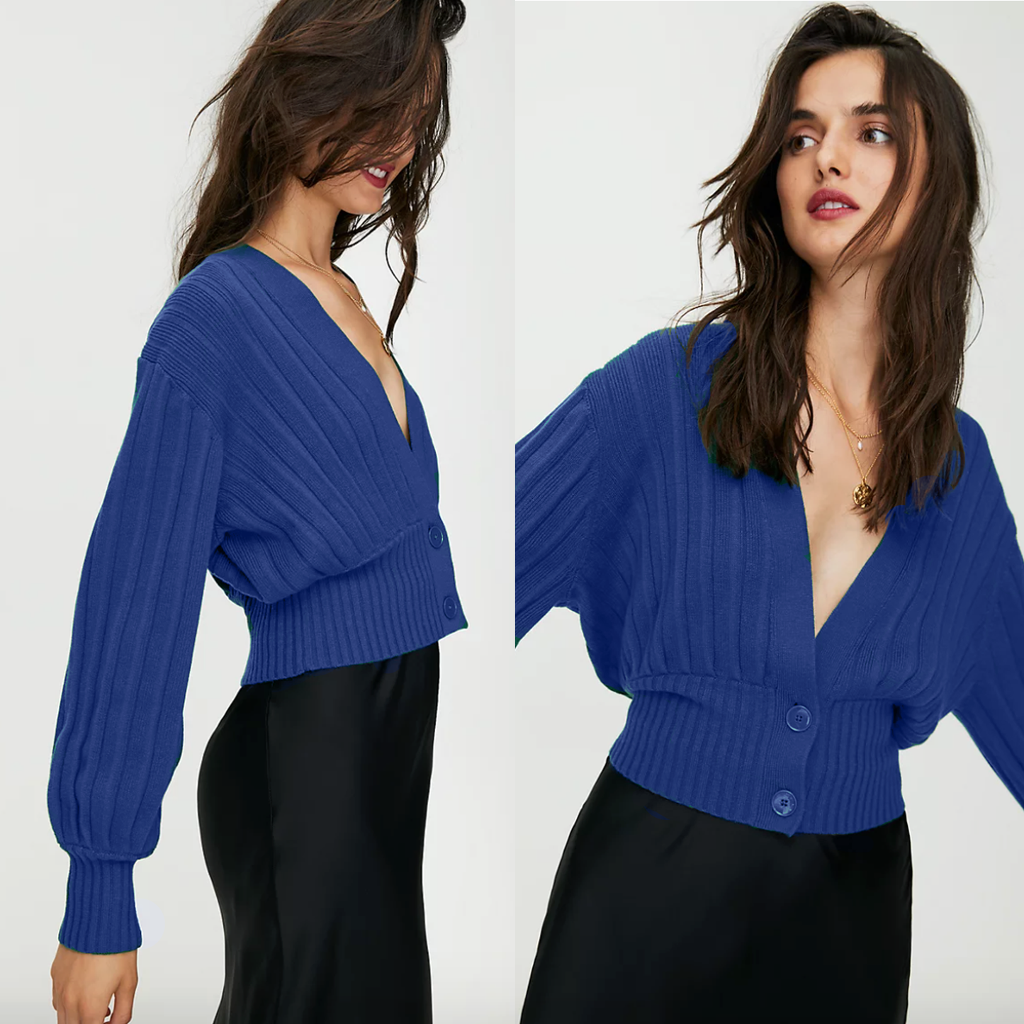 wilfred blue thais cropped deep v cardigan - size xs