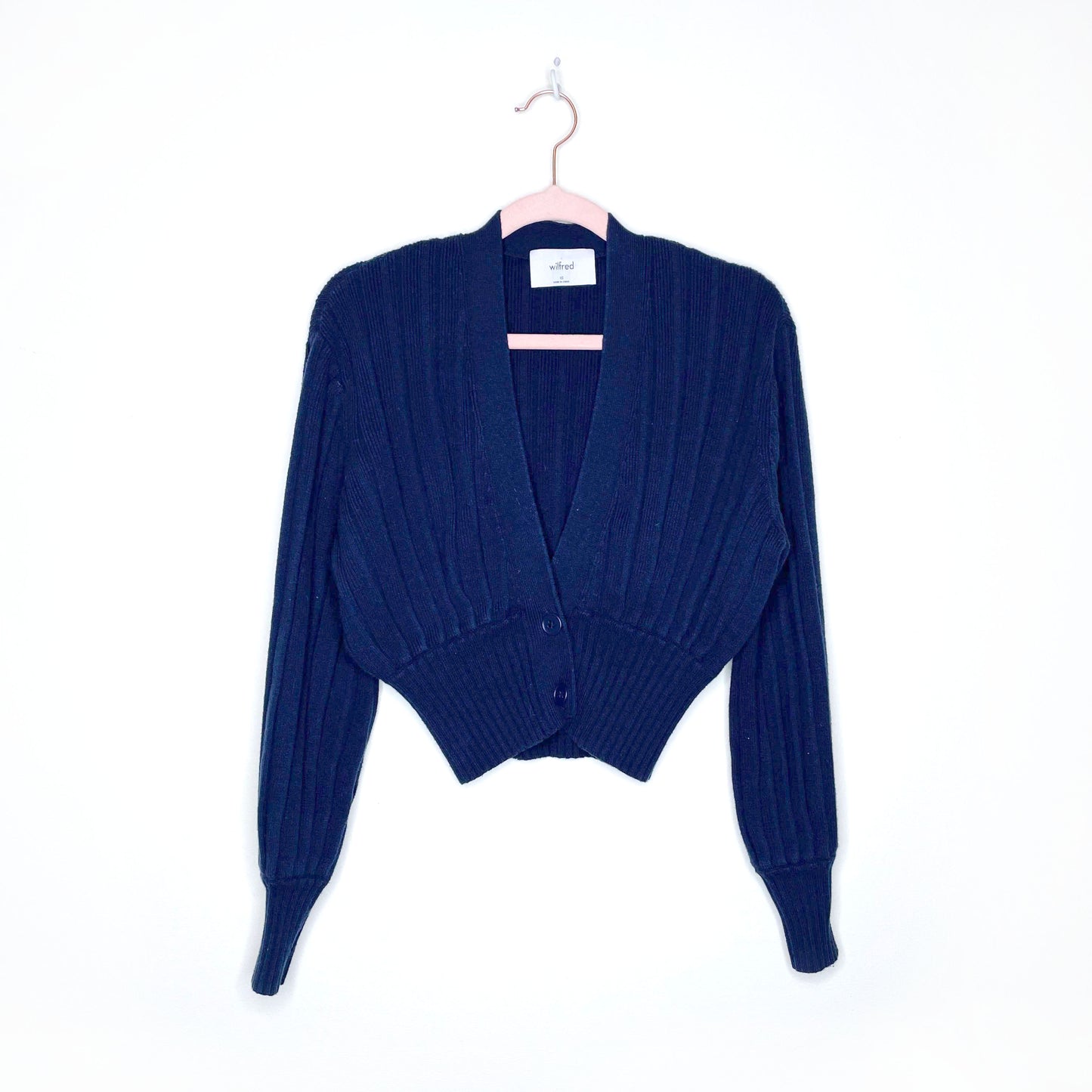 wilfred blue thais cropped deep v cardigan - size xs