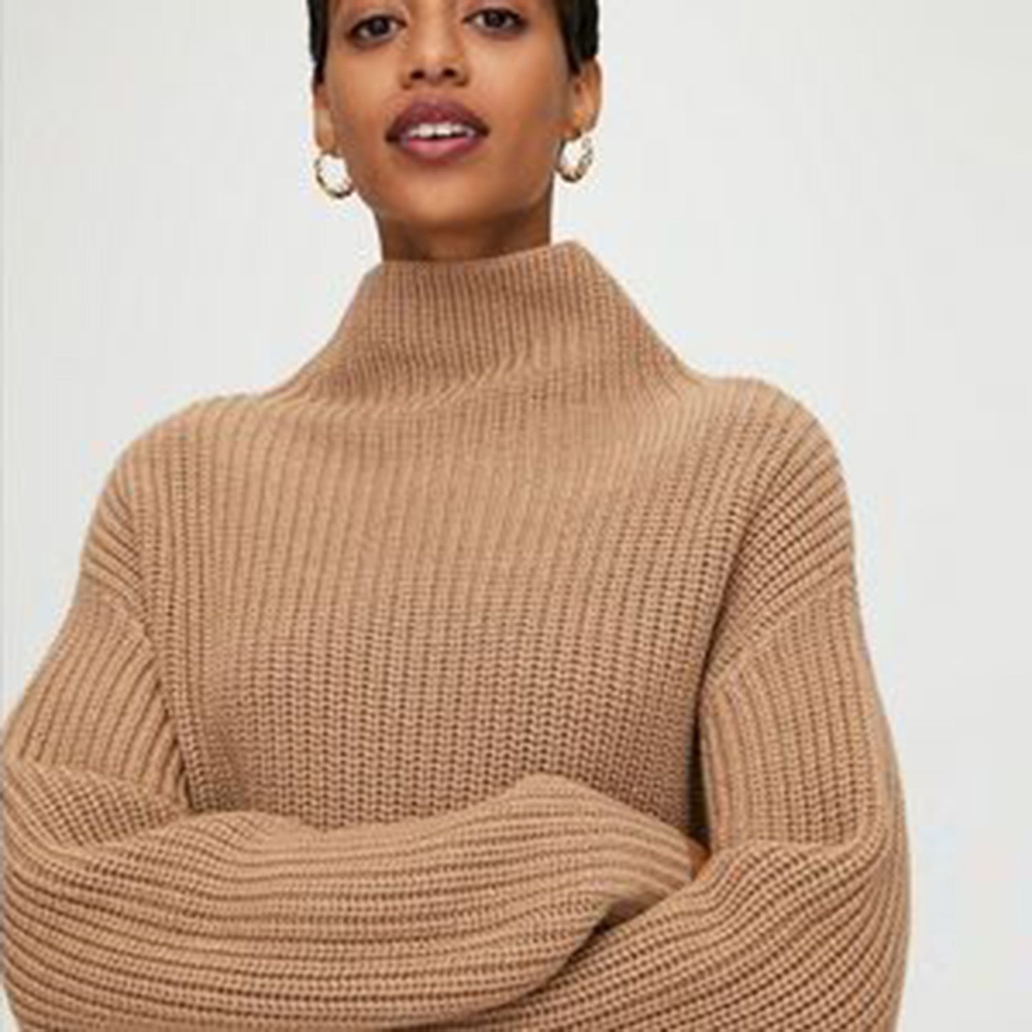 wilfred montpellier tan mockneck oversized sweater size xxs good market thrift store