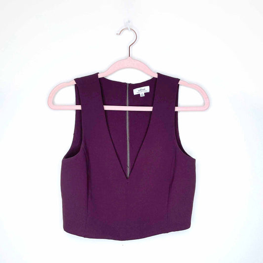 wilfred dauphine v-neck maroon crop top - size xxs