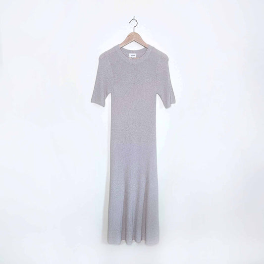 wilfred oatmeal short sleeve knit maxi dress - size medium