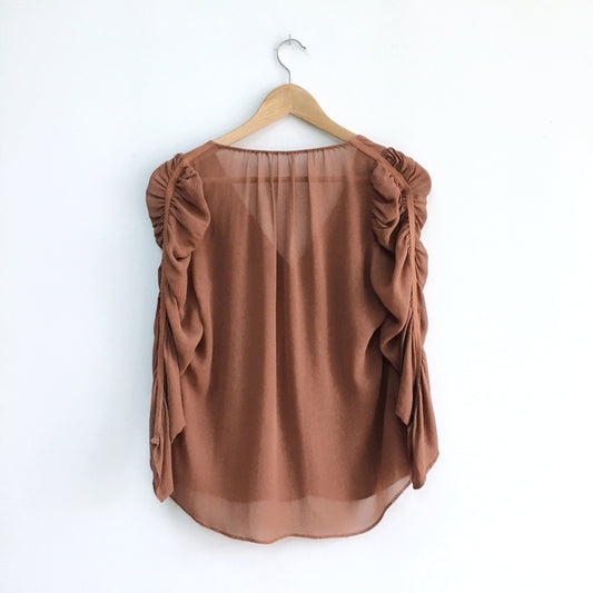 Wilfred Silk Blouse with Ruched Sleeve - size Small