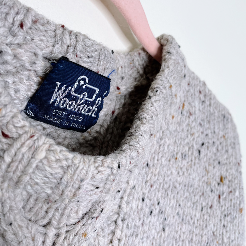 vintage woolrich deer chunky knit wool sweater - size medium