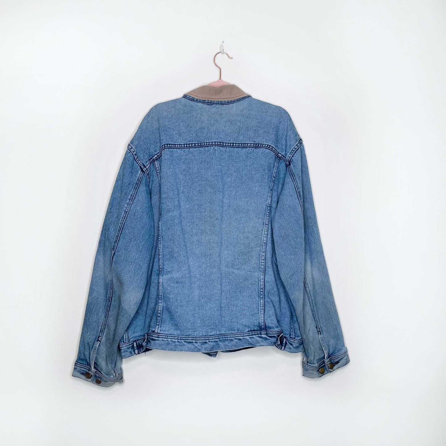 vintage work king denim jacket with corduroy collar - size xl